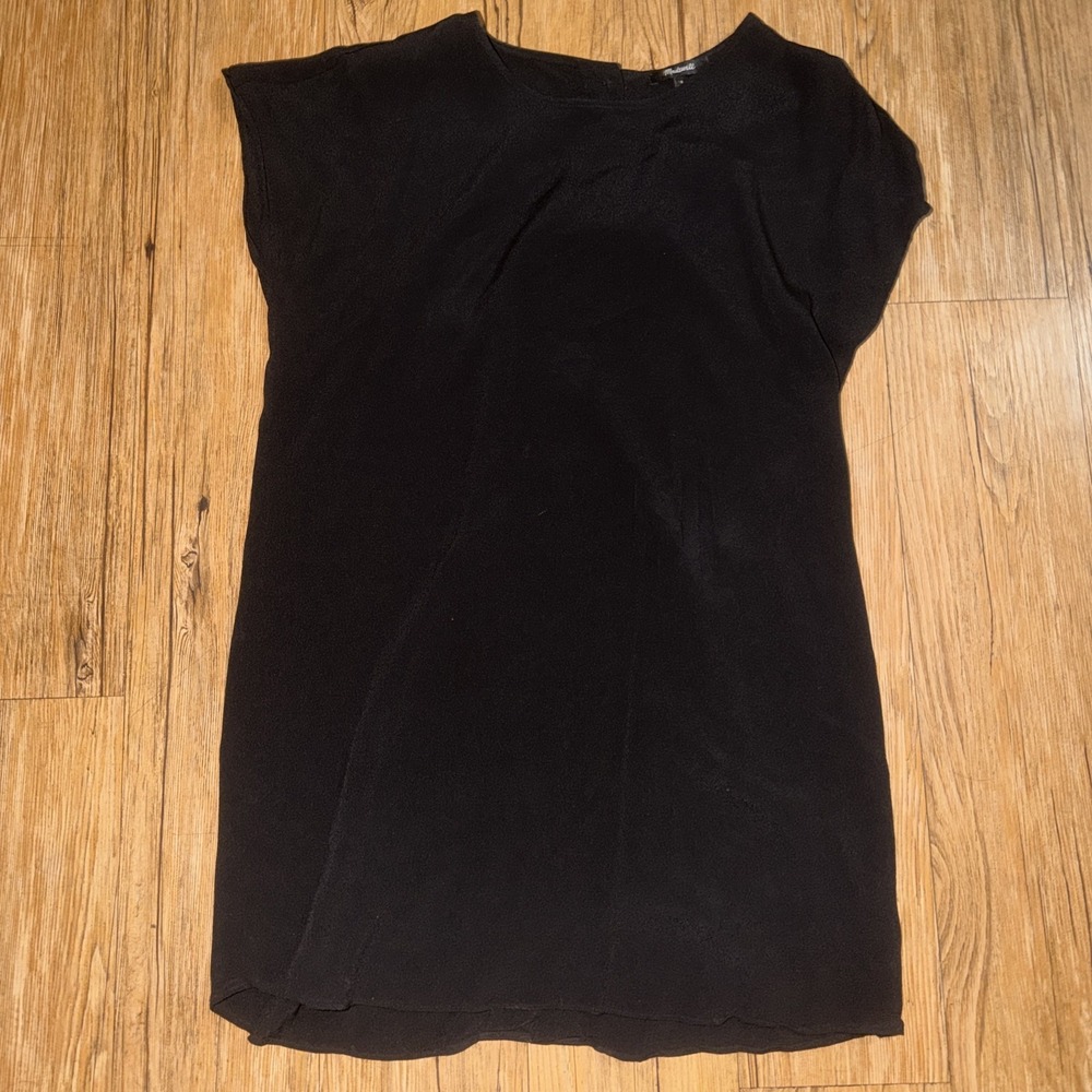 Madewell Crewneck Button Back Easy Dress Black Mini Lightweight size Medium #171